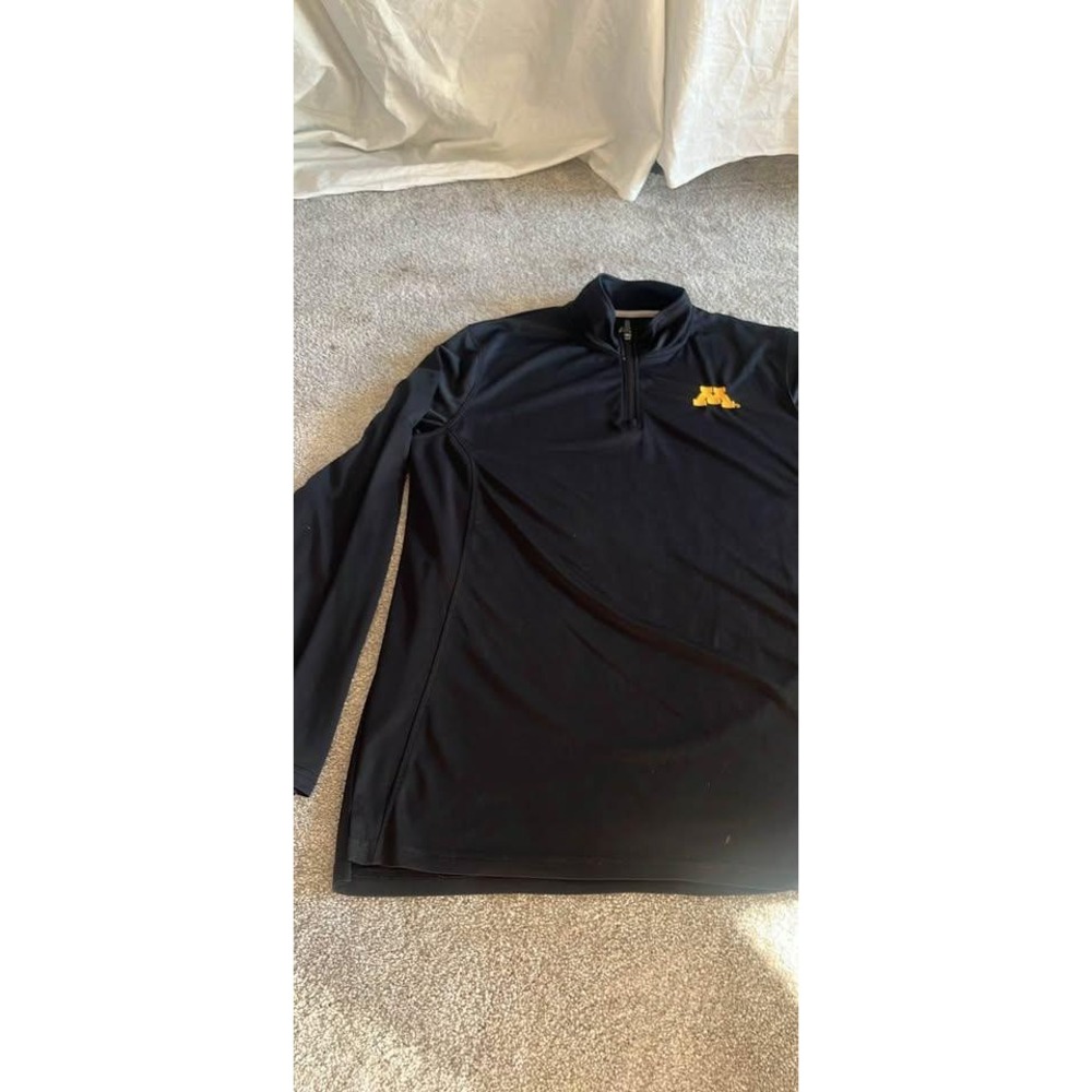 J-America Minnesota Golden Gophers Quarter Zip Pullover Black Mens Large